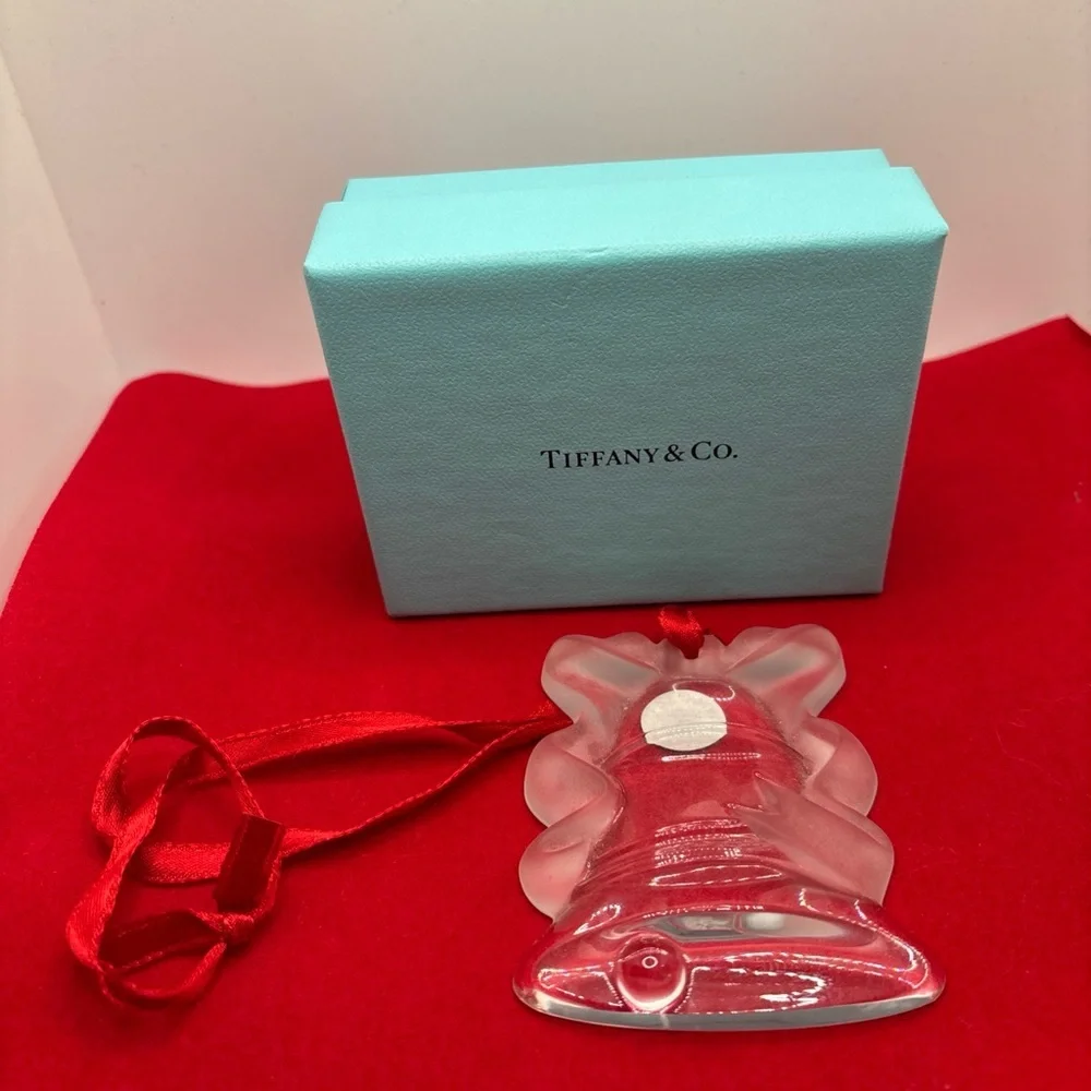 Tiffany & Co. Frosted Crystal Glass Bell Christmas Ornament 1996 Made in Germany